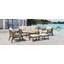 Ensemble de conversation de patio 6 pièces avec détails en bois d'acacia, canapé 3 places, 2 fauteuils, 2 repose-pieds et table basse