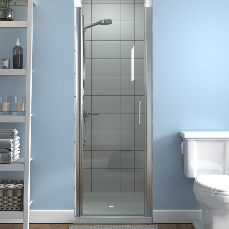 24-25 3/8 in.W x 72 in.H Pivot Frameless Glass Shower Door, Chrome