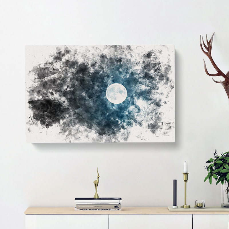 The Full Moon at Midnight - Wrapped Canvas Graphic Art Print, 50cm H x 76cm W x 3cm D