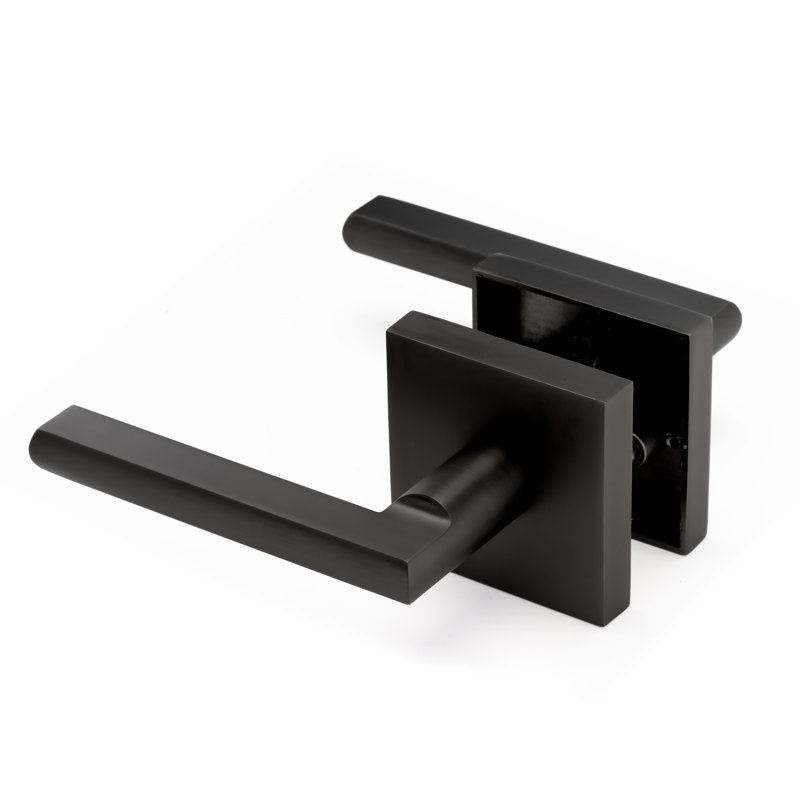 Poignée de porte Linkaa, poignées de porte en finition noir mat, forme carrée, porte de salle de bain, poignée de porte extérieure / intérieure.