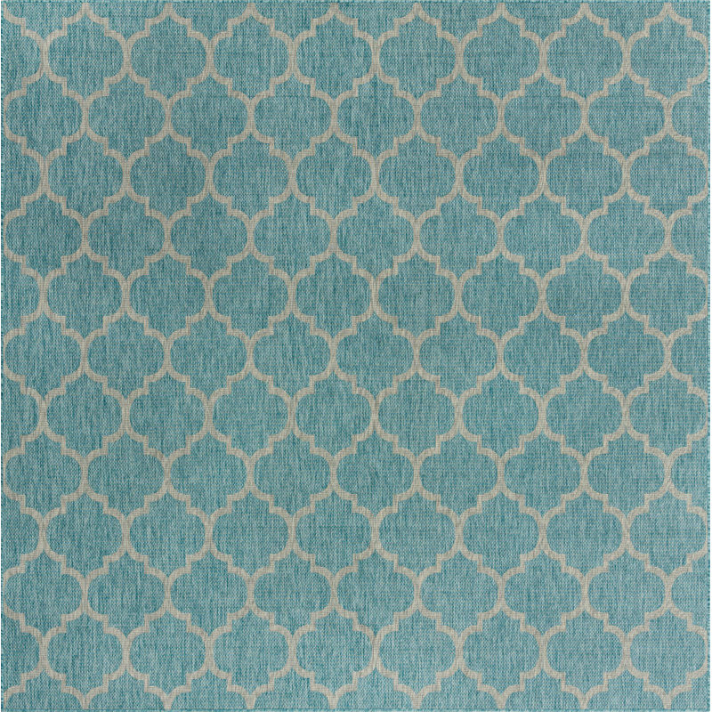 Tapis d'extérieur Preen couleur turquoise, Carré 10 pi 8 po