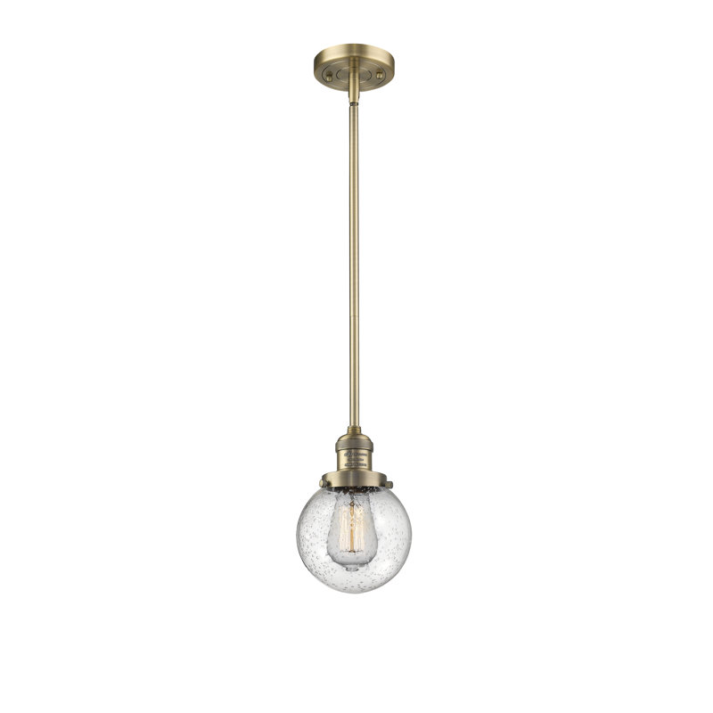 Luminaire suspendu sphère 1 lumière Zarmayr, Ampoule DEL rétro de 3,5 watts, Grainé, Laiton brossé