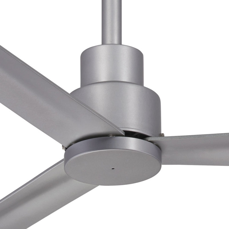 52" Simple 3 - Blade Outdoor Standard Ceiling Fan with Remote Control, Silver