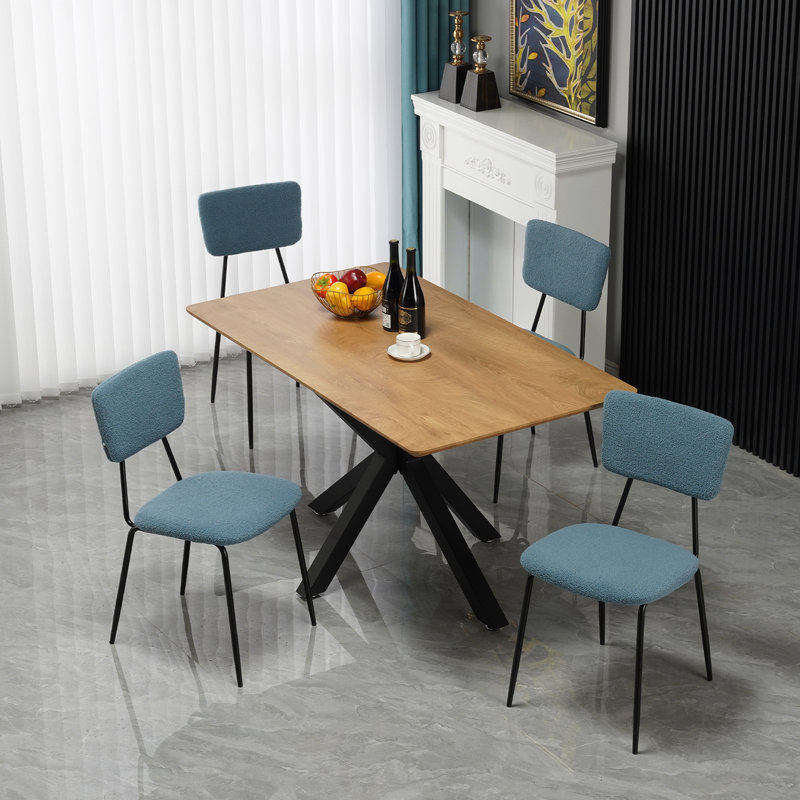 Chaise de salle à manger rembourrée Otelia, Bleu, Ensemble 4 pièces