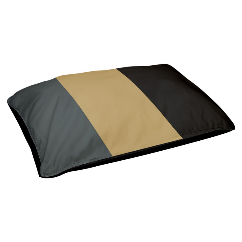 Coussin rectangulaire designer Washington, Grand (L 40 po x l 50 po), Gris acier / or / noir