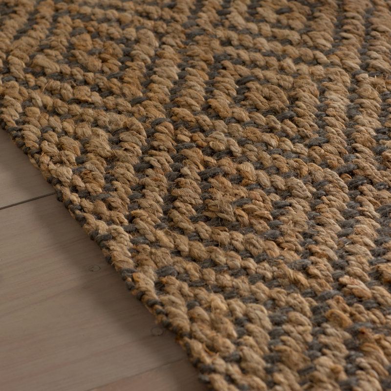 Aerionna Geometric Hand-Woven Natural Jute Fiber Area Rug, Rectangle de 10 pi x 14 pi