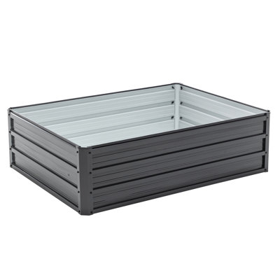 Galvanized Raised Garden Bed 4X3x1ft, Black Outdoor Planter For A Variety Of Plants In Balconies And Patios 4X3x1ft Bed, Box With Open Base Design Plant Growth