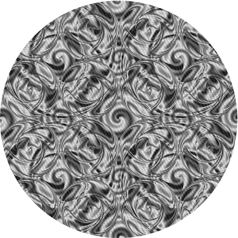 Laine tissée à la machine abstraite et polyester noir/blanc Tapis décoratif, Rond 8 pi
