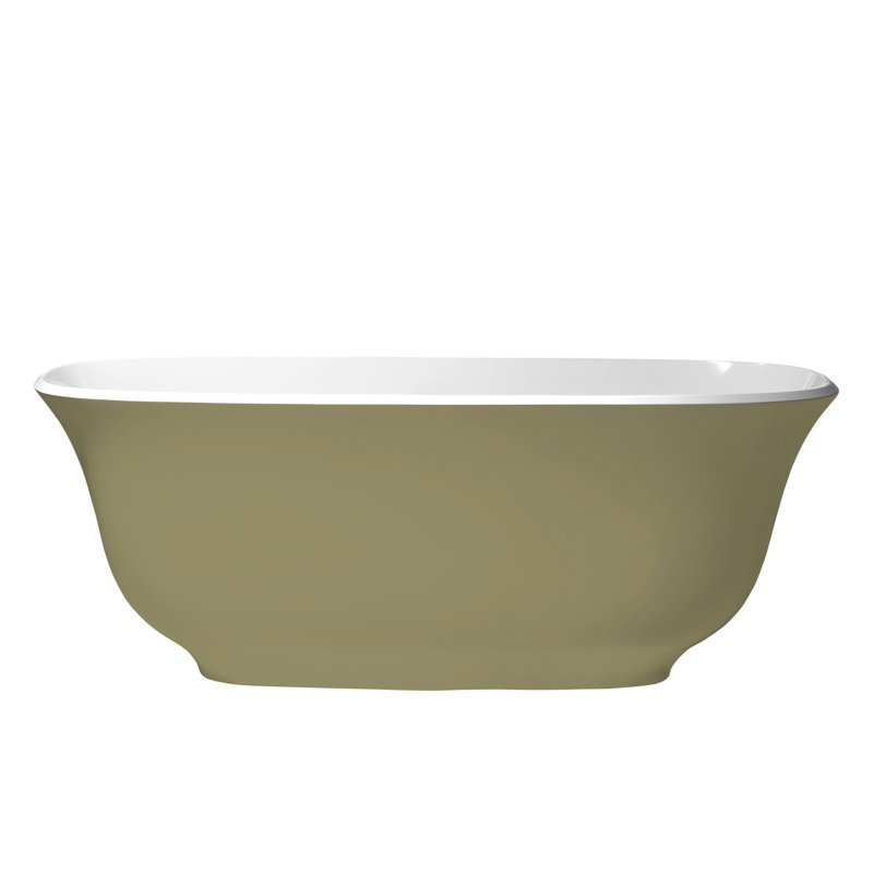 Amiata 64.75" x 31.5" Freestanding Soaking Volcanic Limestone™ Bathtub, Anthracite Gray - Matte, Gloss White