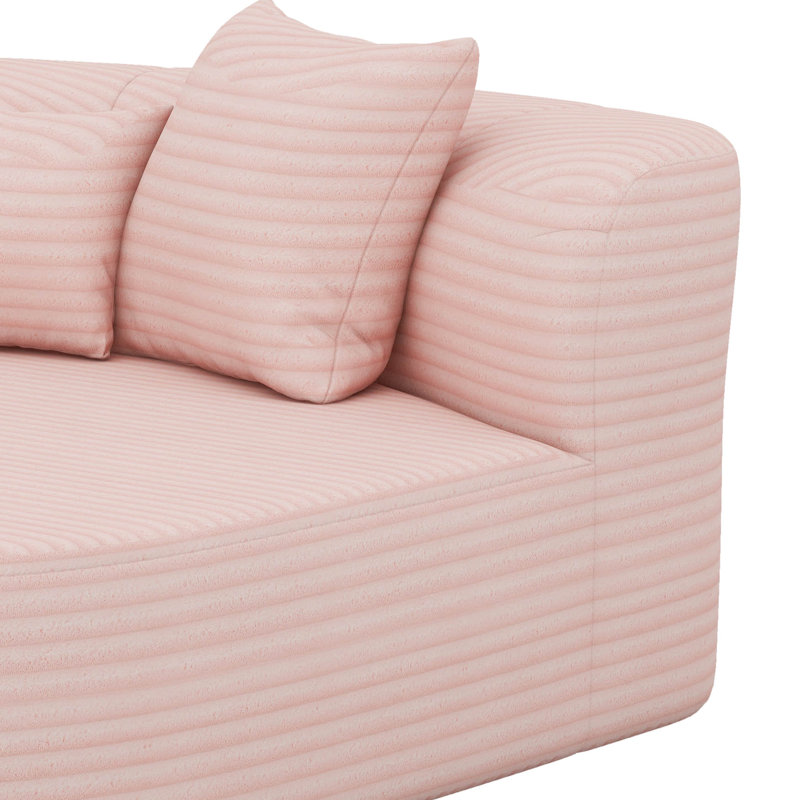 Chaise longue moderne avec deux coussins et canapé rembourré sans os, Rose