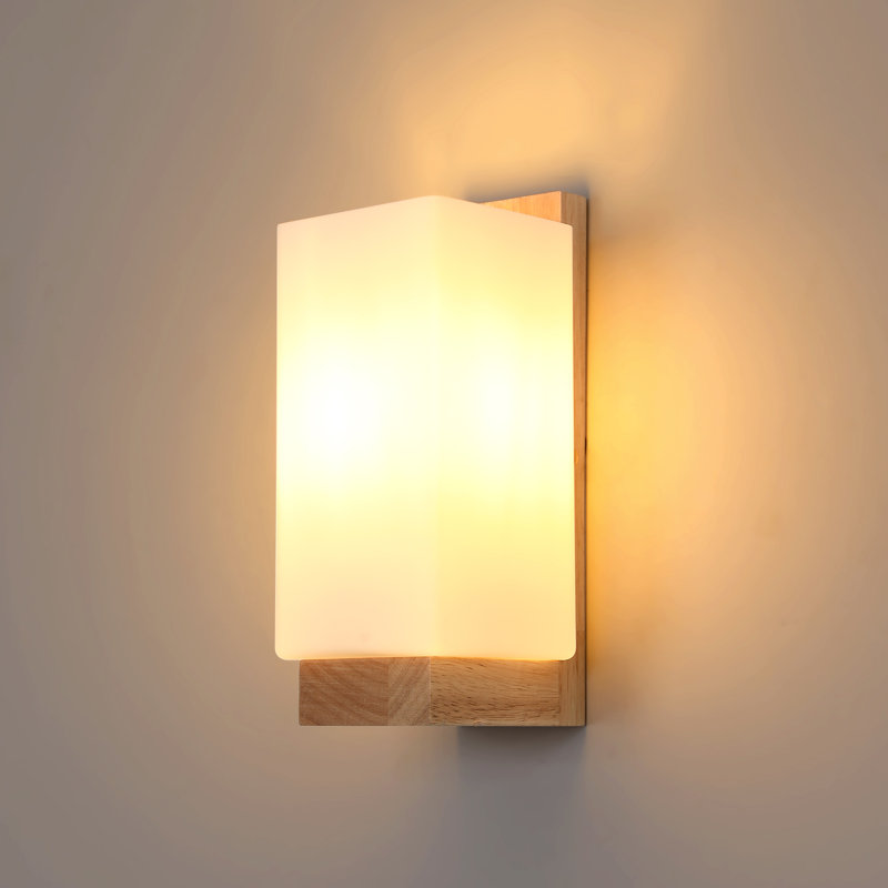 Siahna Wood Base Flush Mounted Wall Sconce