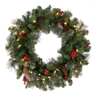 The Holiday Aisle® 36" Pre-Lit Spruce Wreath