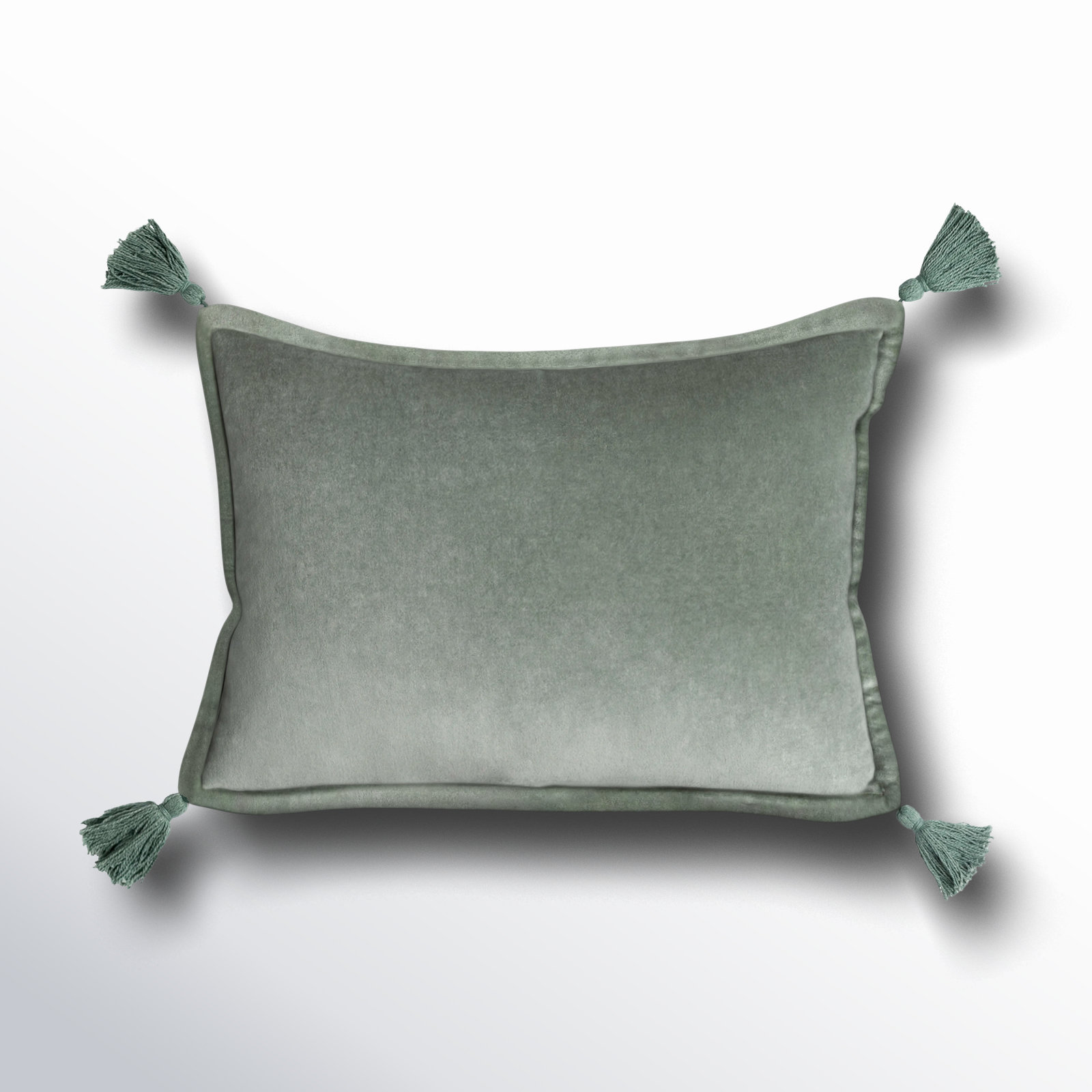 Norwin Tassels Cotton Lumbar Throw Pillow, Polyester/Polyfill, Sea Foam