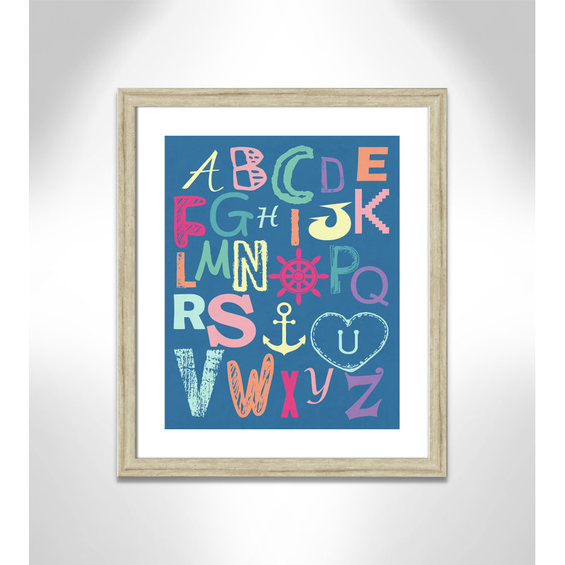 Alphabet imprimé sur papier, H 24,5 po x l 20,5 po x P 0,6 po, Cadre plat beige