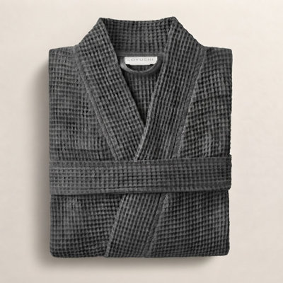Unisex Organic Waffle Robe Fog