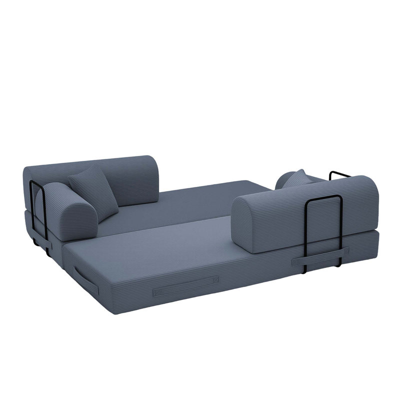 4-in-1 Convertible Corduroy Sleeper Sofa with Fixed Frame