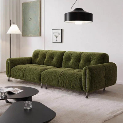 Coussin en chenille vert