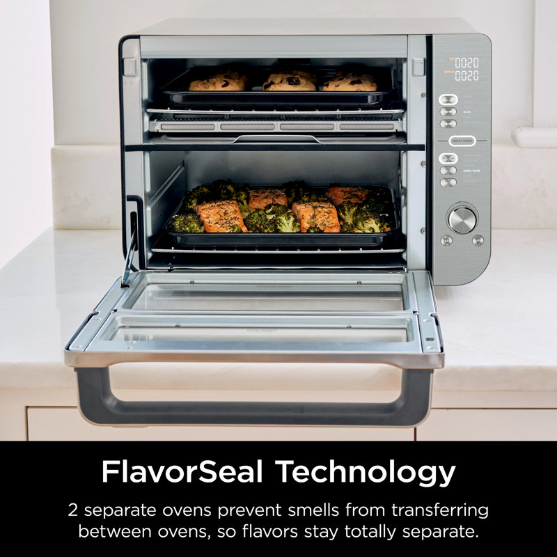 Ninja 12-in-1 DoubleStack XL Countertop Oven and Air Fryer, SmartFinish with DualZone technology, DCT601