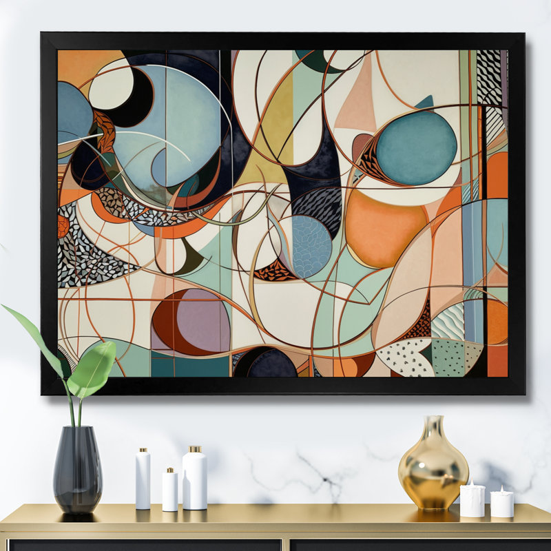 «Pastel Color Boho Artwork II - Abstract Minimalisme», reproduction sur toile, Cadre simple noir, H 12 po x l 20 po x P 1 po