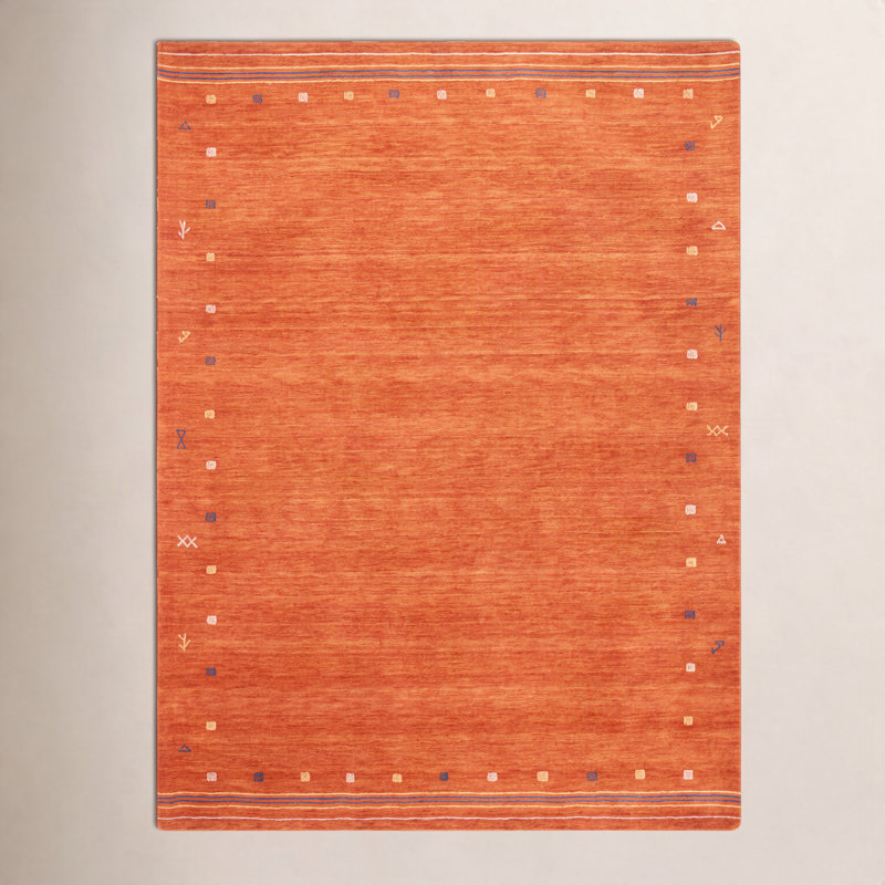 Tapis rouille en laine Danette, Rectangle 9 pi x 12 pi