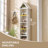 Tall Shoe Cabinet, 5 Tiers Geometric Narrow Cabinet with Storage, Modern Triangular Top Angled Arch with Adjustable Shelves, Shoe Cabinet w/Open Display Shelves-2011242892-1990313594