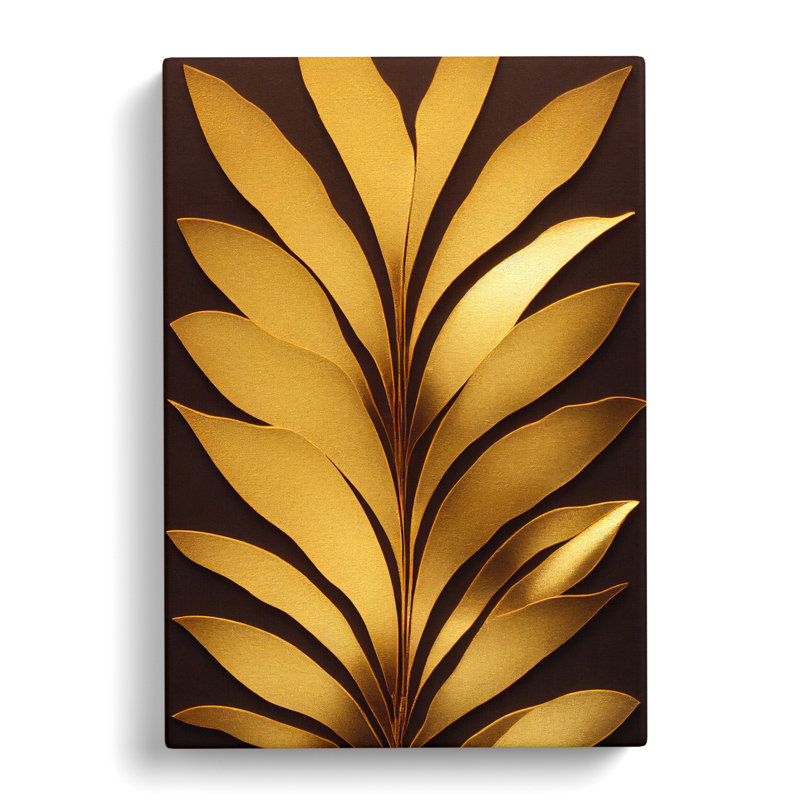 Cirincione Floral Gold Leaf Foil - Wrapped Canvas Print, 50cm H x 35cm W x 3cm D