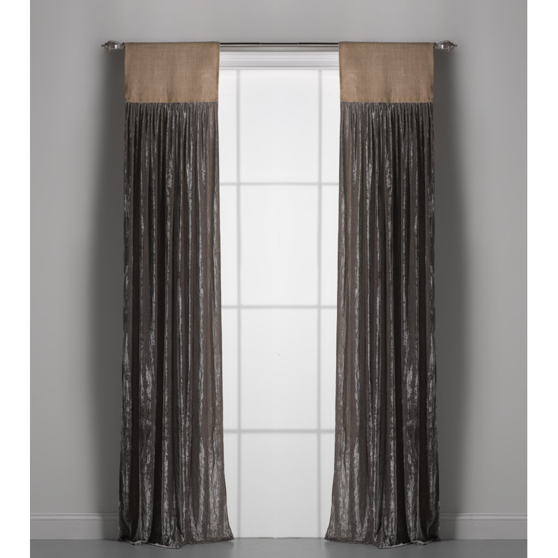 Paire de rideaux semi-transparents avec passe-tringle Luscious, l 18 po x L 84 po, Brun clair doux