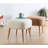 Cozy White Faux Fur Pouffe with Wooden Legs, 17.7 x 16.9 x 17.7 inches | 35 DNS Orthopedic Sponge with 2.4 in Thickness | Perfect for Bohemian & Scandinavian Decor, Stylish and Comfortable Seating Option-2138322921