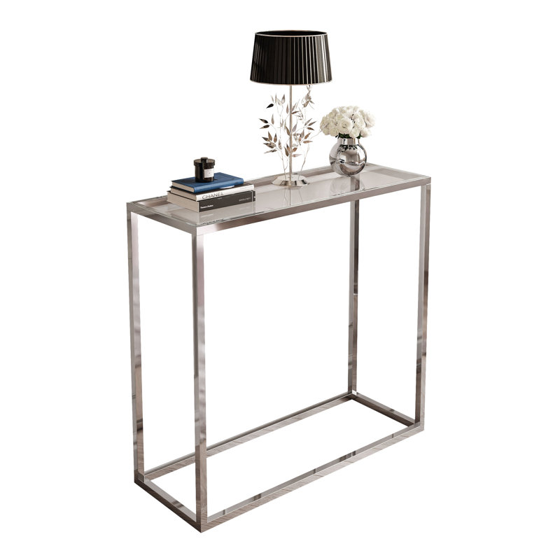 Honalee Glass Top Console Table, 79cm H x 80cm W x 30cm D