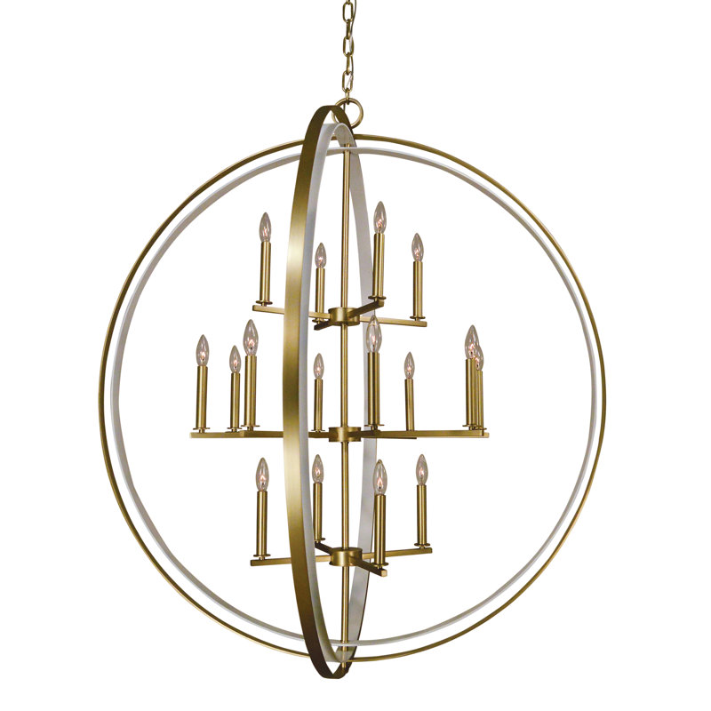 Grand lustre 16 lumières par Everly Quinn, Laiton satiné