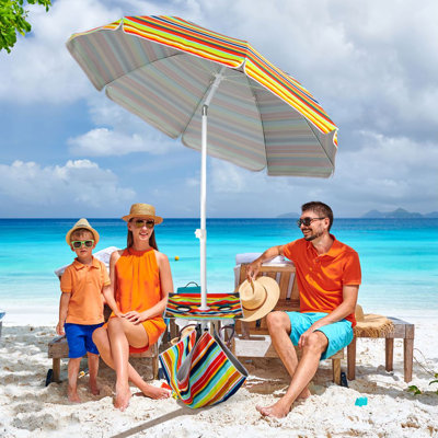Ayimna 200 cm W X 200 cm D Octagonal Tilt Beach Parasol with Manual Lift