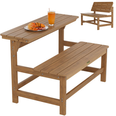 HIPS Outdoor Bench Picnic Table With Umbrella Hole And Fodable Back Board by Watchmen