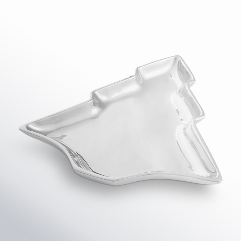 Nambe Christmas Tree Candy Dish, 1" H x 11.5" W x 11.5" L