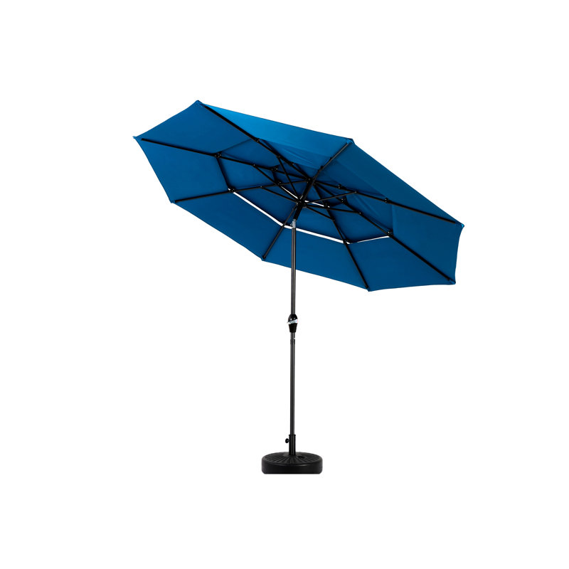 Parasol de jardin à 3 niveaux 10 pi bleu foncé, Bleu très foncé
