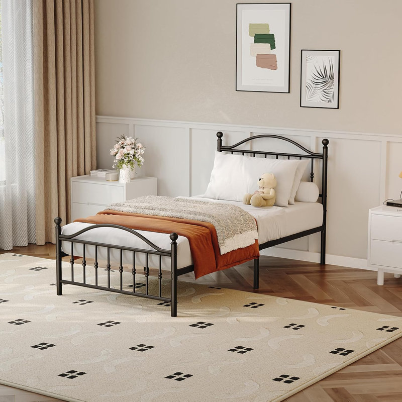 Bed Frame, 12.6 Inch Twin Size Bed Frame with Underbed Storage, Heavy Duty Metal Platform Bed Frame, No Box Spring Needed, Noise Free - Easy Assembly