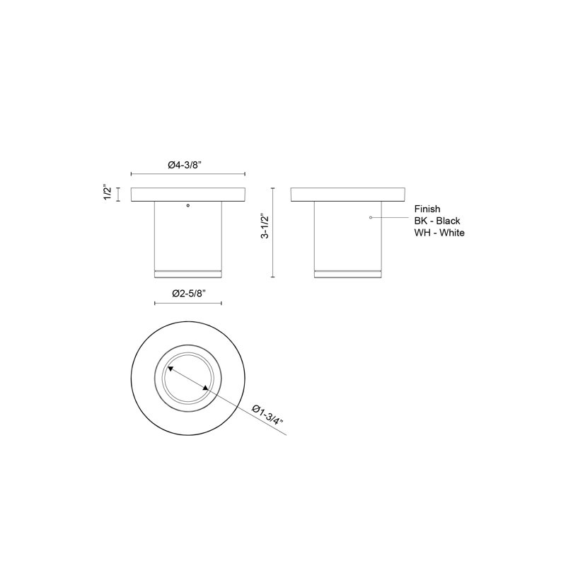 Nordic 1 - Light LED Flush Mount, 5 W, 3.5" H x 4.38" W x 4.38" D, White
