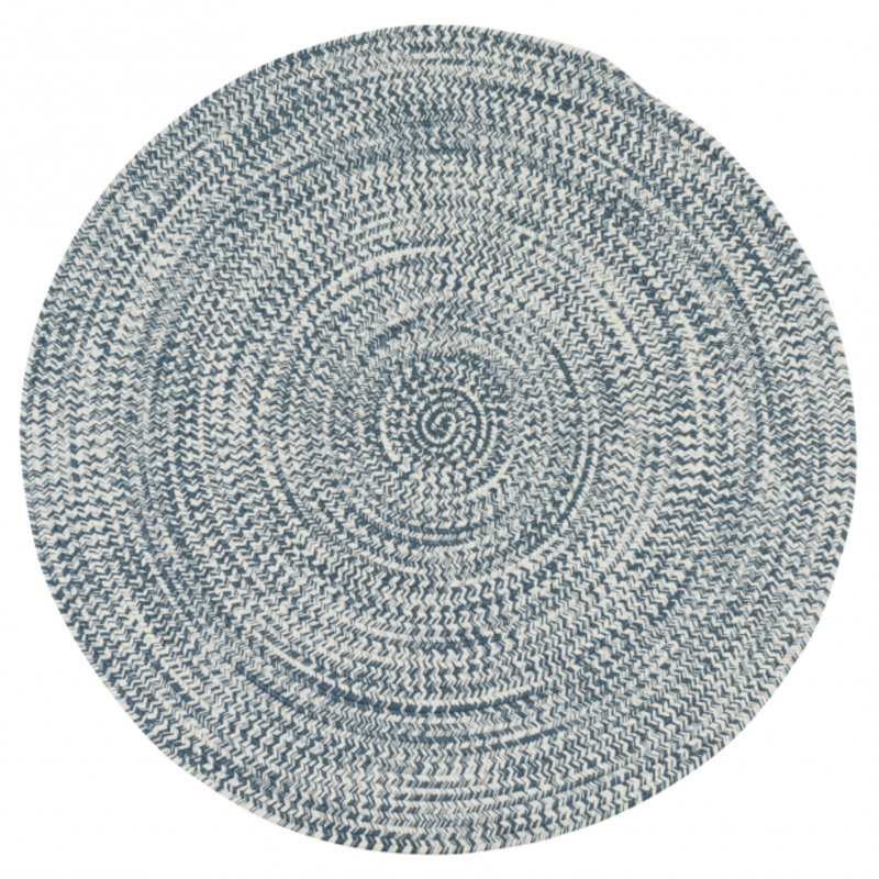 Tapis bleu arctique tressé à chevrons Longe, Rond 3 pi