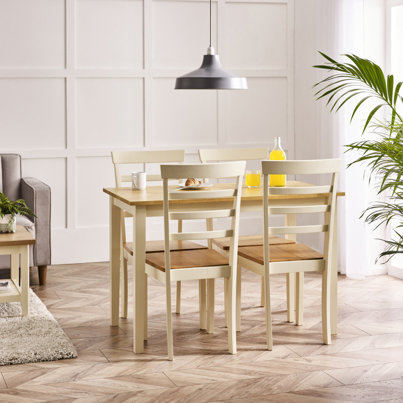 Alissah 4 - Person Rubber Solid Wood Dining Set