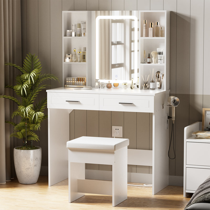 Ensemble coiffeuse et miroir de maquillage Sharini