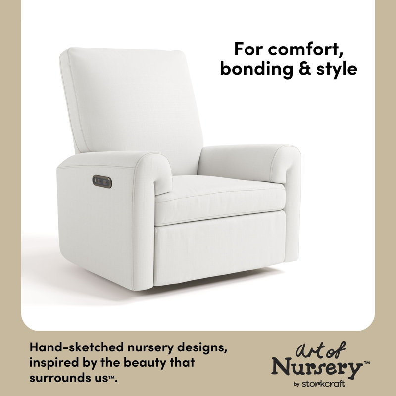 Sorrento Deluxe Power Recliner Swivel Glider, Ivory Basketweave