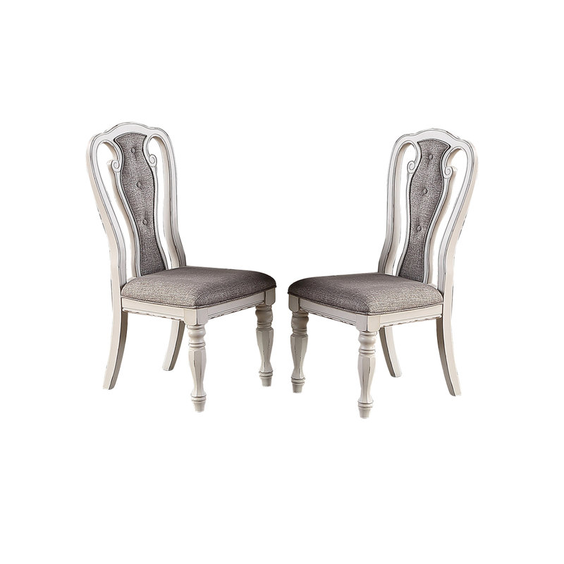 Chaise de salle à manger rembourrée, ensemble de 2, Blanc
