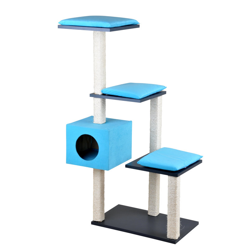 Sheila 126cm H Cat Tree, Anthracite/Turquoise