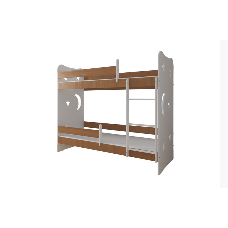 Mikula Bunk Bed Themed Beds with Built-in Ladder Included, 80 x 180 cm, Oak, Without Drawer