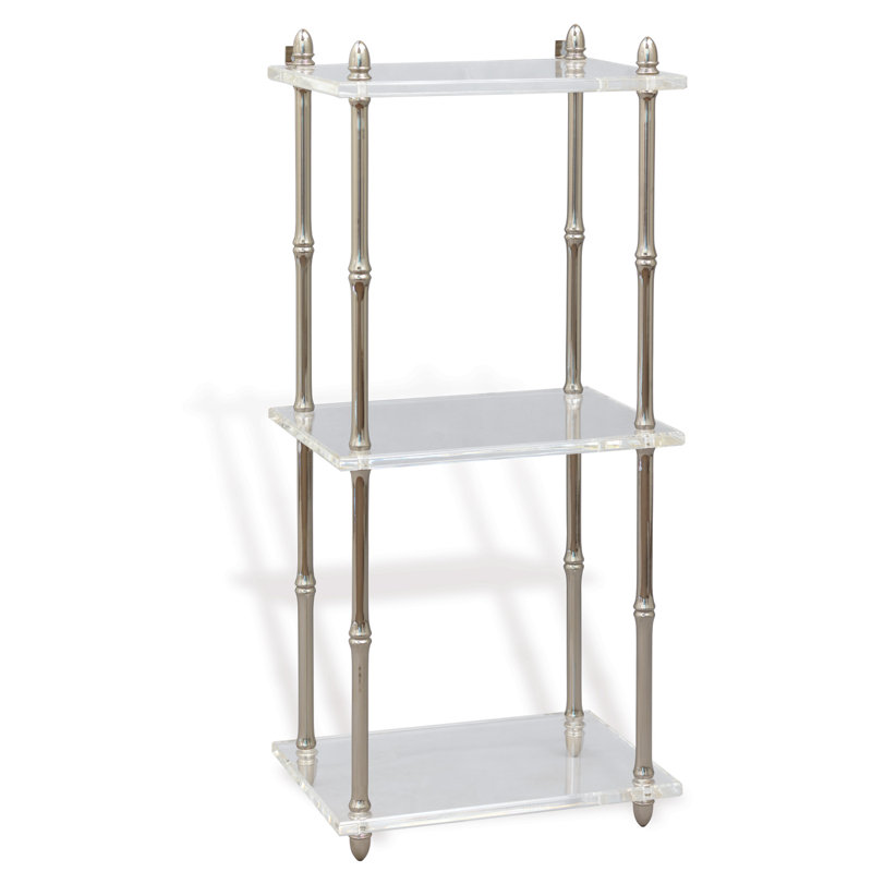 Carmel Lucite Shelf, Polished Nickel