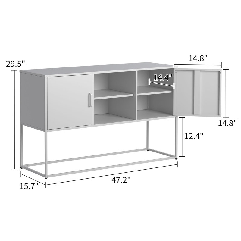Armoire de rangement 47 po pour salon, Blanc