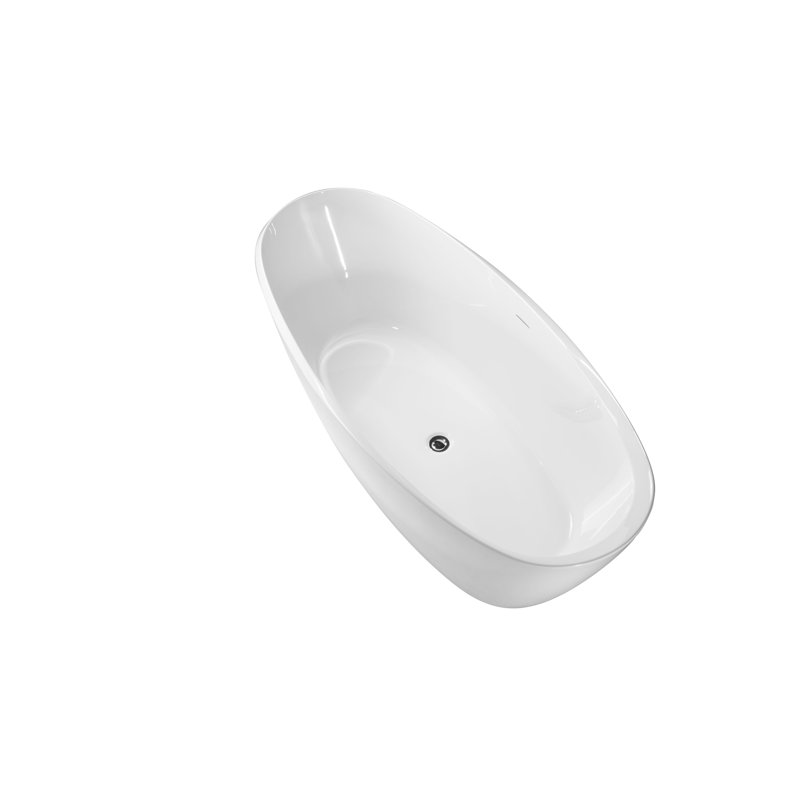 Rowan 59 In. Freestanding Bathtub In Glossy White Finish