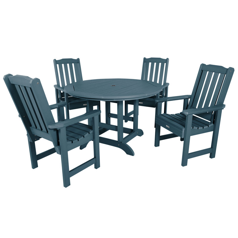 Arbnora 4 - Person Patio Dining Set with Round Table, Nantucket Blue, 30" H x 48" W x 48" D, 4