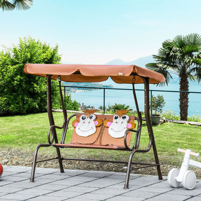 2-Seat Kids Swing Chair Outdoor with Adjustable Canopy