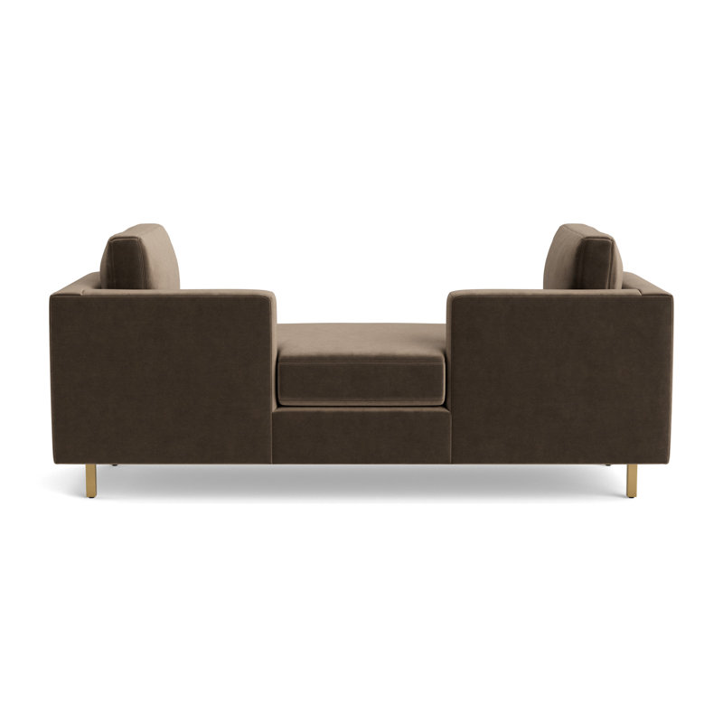 Hunter Bench, Performance Velvet - Otter, Brushed Brass