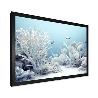 Coastal White Coral Serenity - Coastal Coral Under Water, art mural